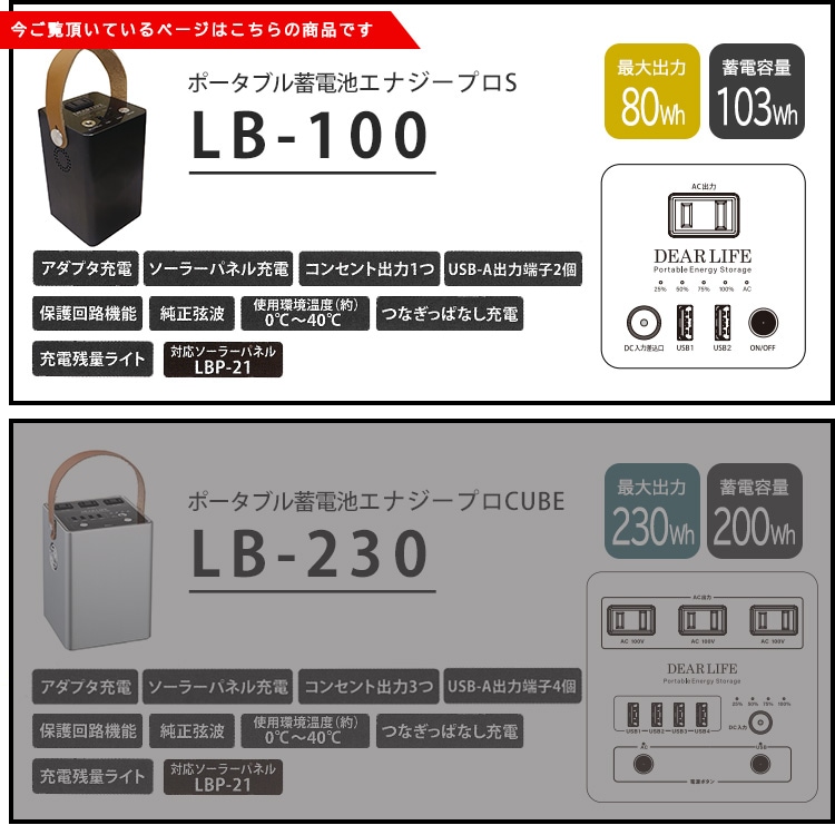 ポータブル蓄電池 エナジー プロ S LB-100 ｜ あんしんの殿堂 防災館