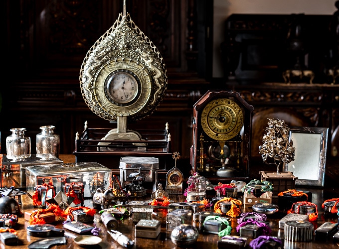 ☆アンティーク・桂月作 本漆塗り 総金蒔絵 菊花と梅文の