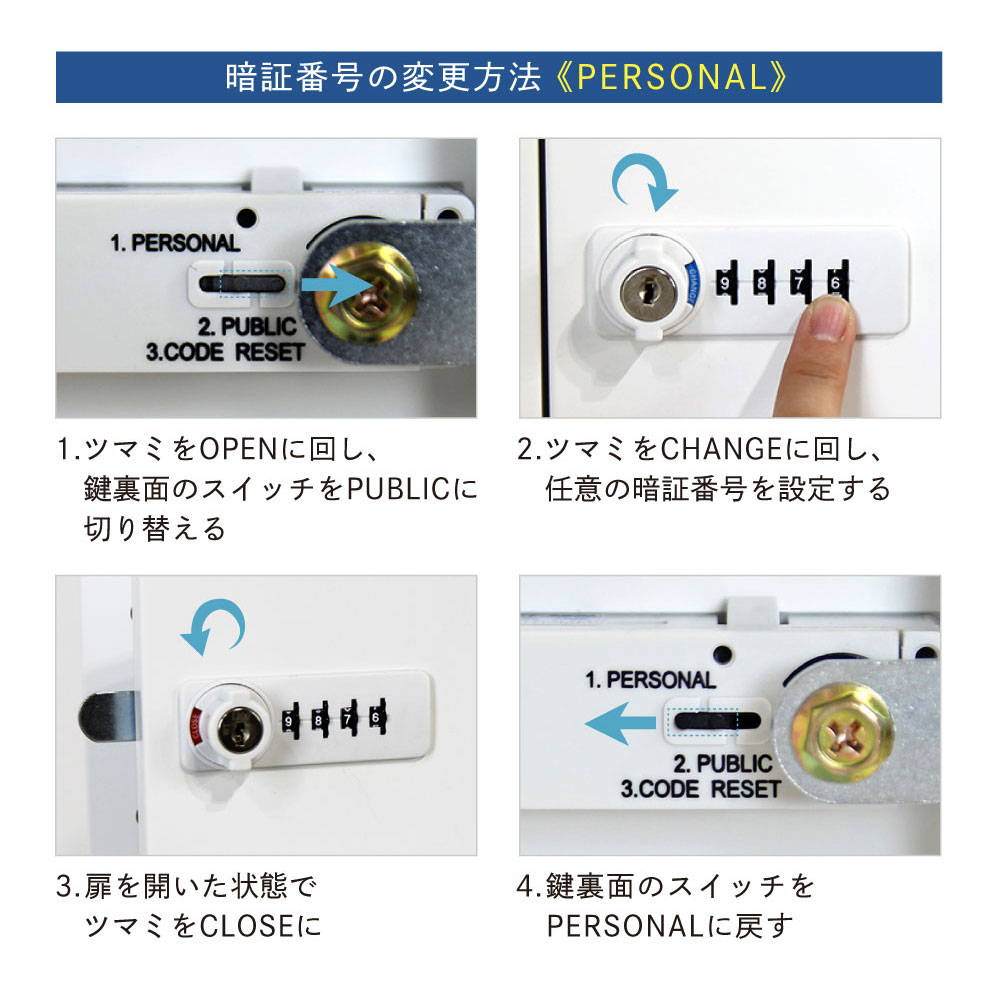 ロッカー 貴重品 収納 ダイヤル錠 4人用 NSAFE-22（商品番号：nsafe-22