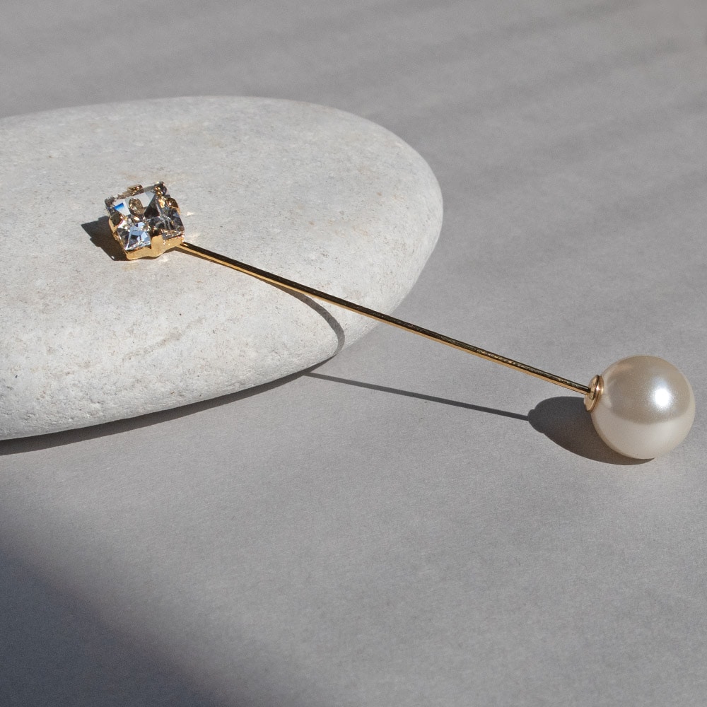 日本製 パールピン/ブローチ ヘアバトン K18GP | ショールピン