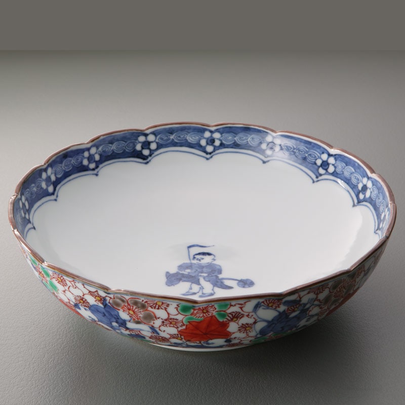 812.佐野大助 赤繪模様紋兽足丸 盆栽鉢 模木鉢 9.7*4cm 812.佐野大助