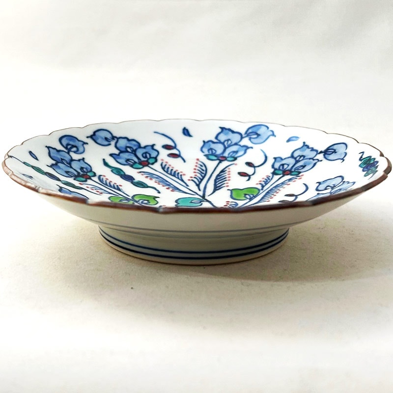 京焼・清水焼 四寸皿 色絵帯唐草(いろえおびからくさ) 昭阿弥