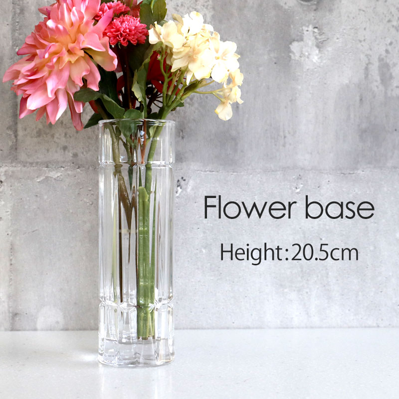 赤と透明のガラス花瓶 金のストライプ 赤と透明のガラス花瓶 金の