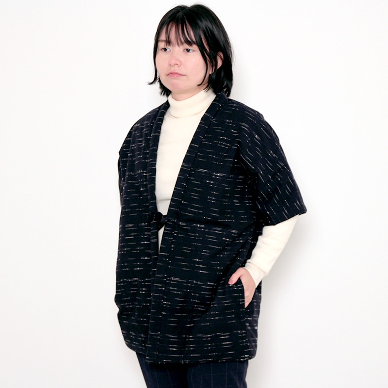 数量限定】五分袖半纏 [氷柱（つらら）] 全2色 中わた:綿100% 身丈74.5cm