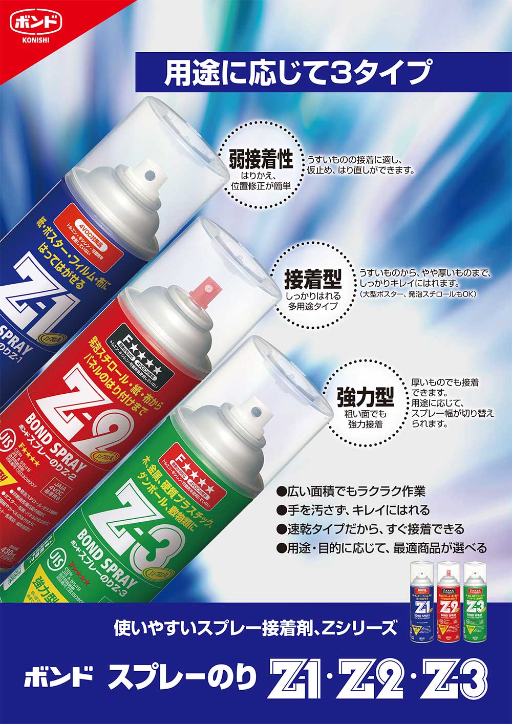 コニシ ボンド スプレーのりZシリーズ ＜430ml／本 Z-1 Z-2 Z-3 合成