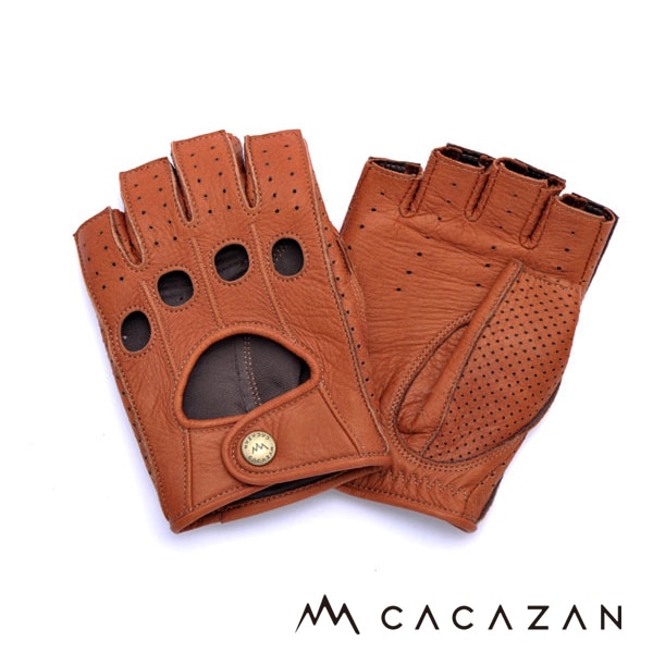 カカザン ドライビンググローブ CACAZAN DDR-070 キャラメル 半指 鹿革