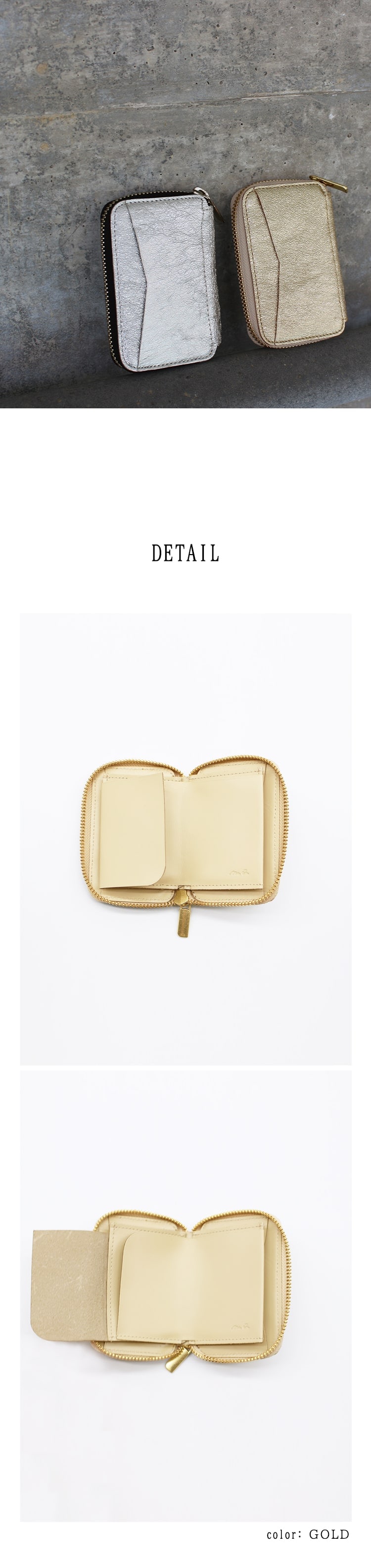 mu】本革 Rファスナー コンパクト財布【HAKU】［mu-75040］