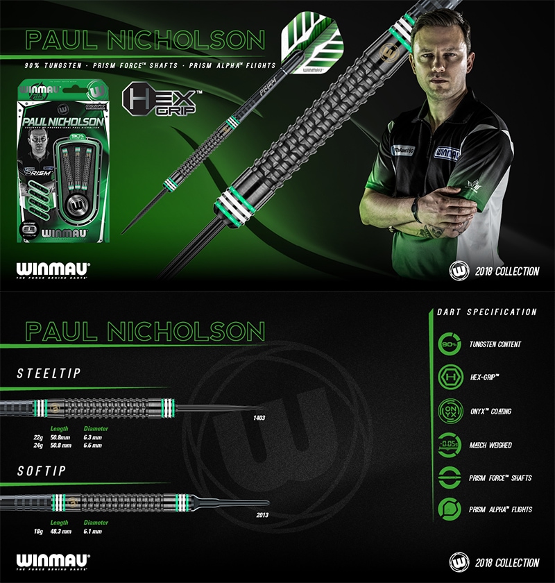 ダーツバレル【ウィンモー】ポール・ニコルソンモデル ヘックス