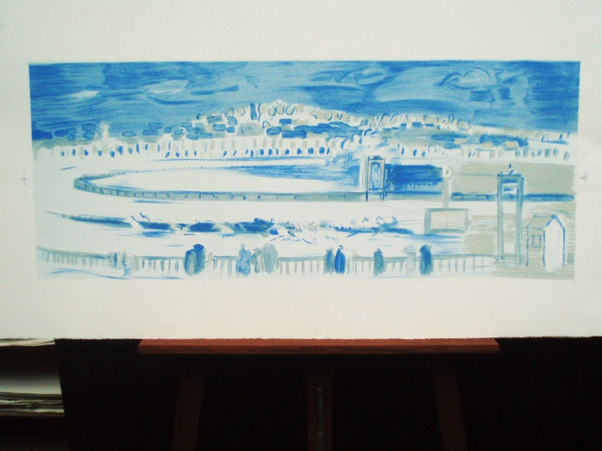 真作】版画 アルフレッド・デフォセ リトグラフ ドービルの競馬場 X11