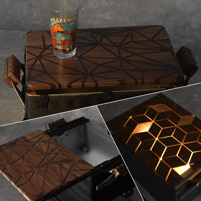 シェルフコンテナ50天板レール付き 三脚天板 ウォールナット＆レジン