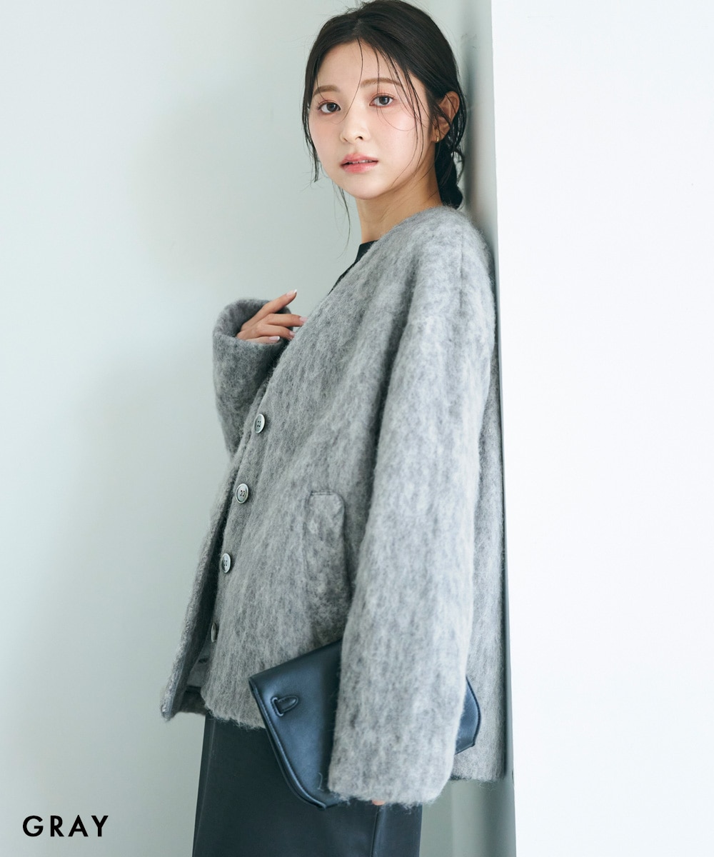 ベースメントオンラインモヘヤシャギージャケットコート