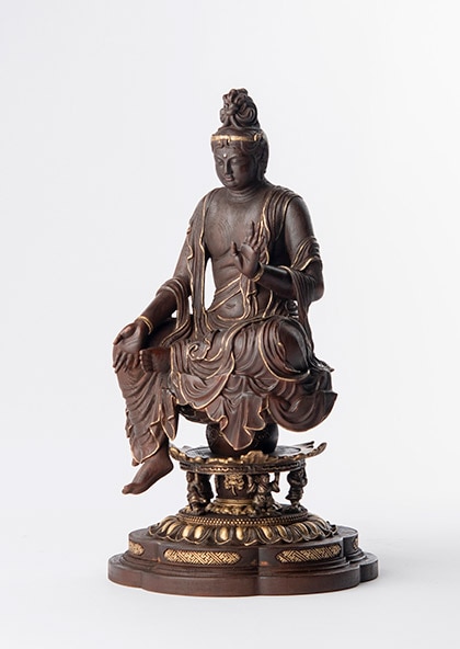 鎌倉期 鏨彫り観音菩薩 観音様 仏像 骨董 鎌倉時代の懸仏観音菩薩坐像