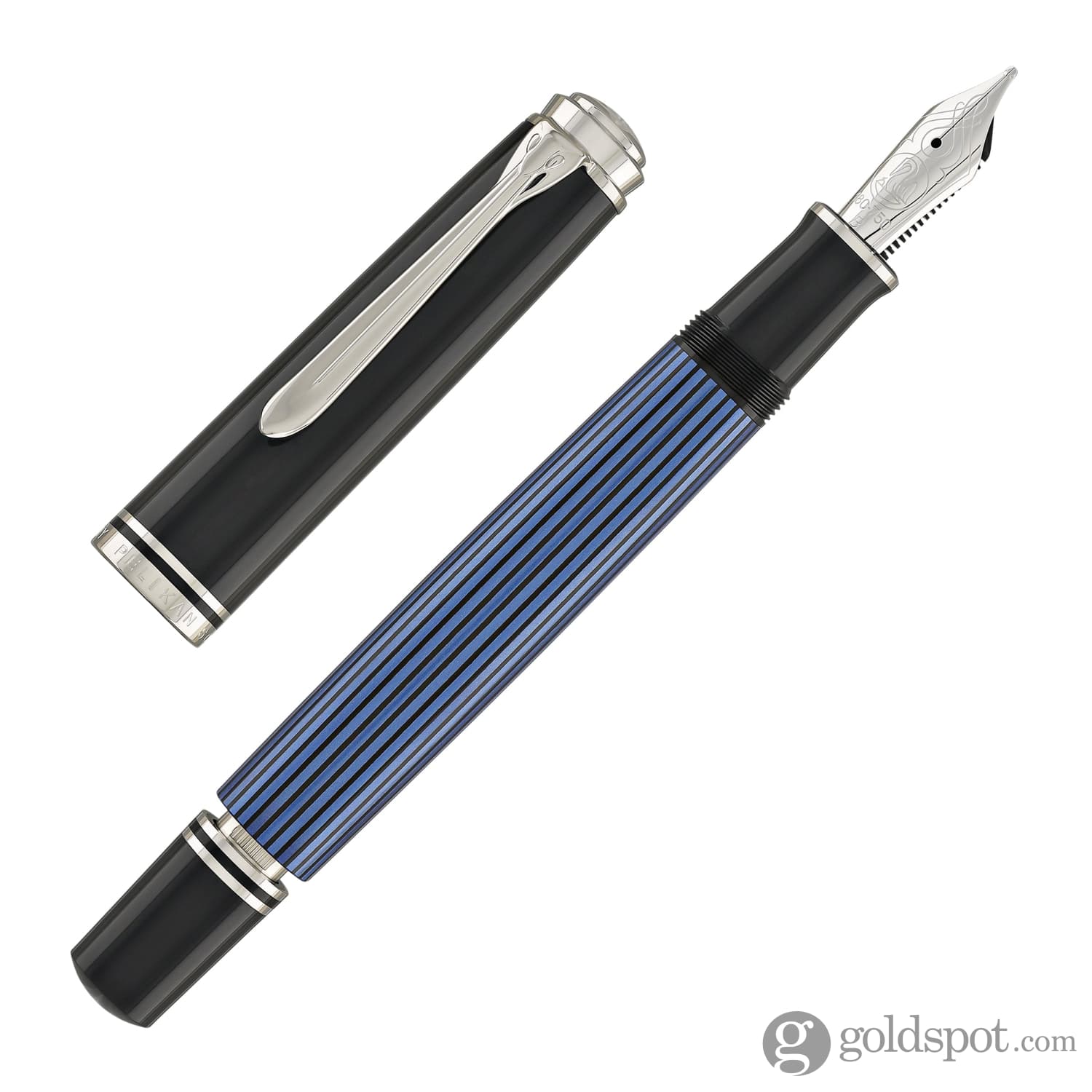 Pelikan Souveran M805 Fountain Pen in Black & Blue with Silver