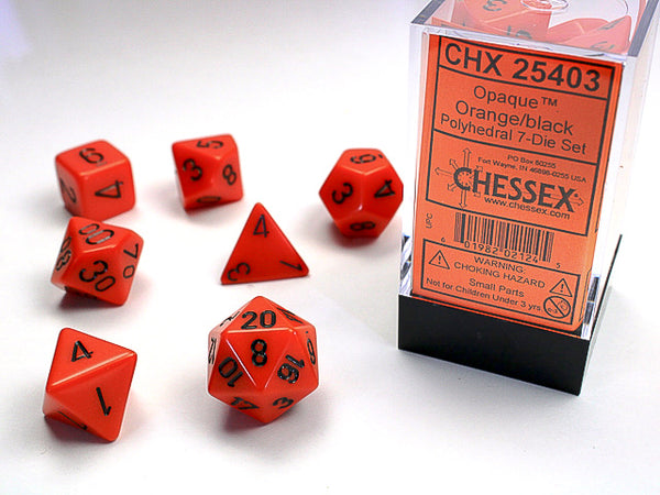 Chessex: Opaque - Orange/Black - Polyhedral 7-Die Set (CHX25403
