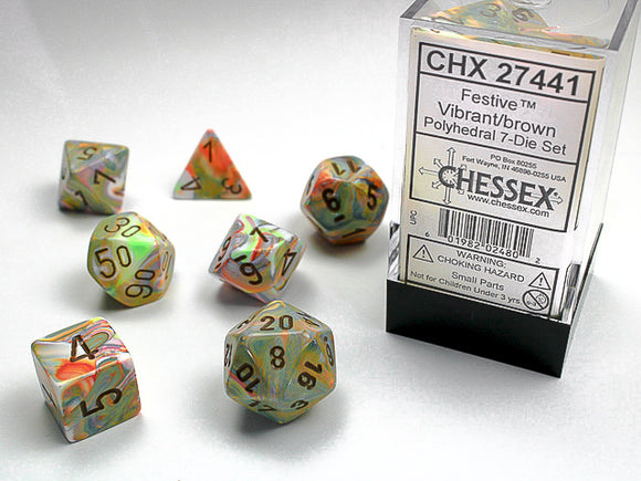 Chessex: Festive - Vibrant/Brown - Polyhedral 7-Die Set (CHX27441