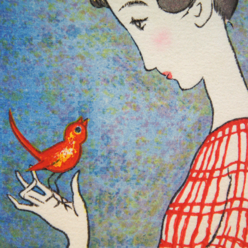 竹久夢二 原画 / 松永安生 彫摺 木版画「赤い鳥」 | Graphio/büro-stil