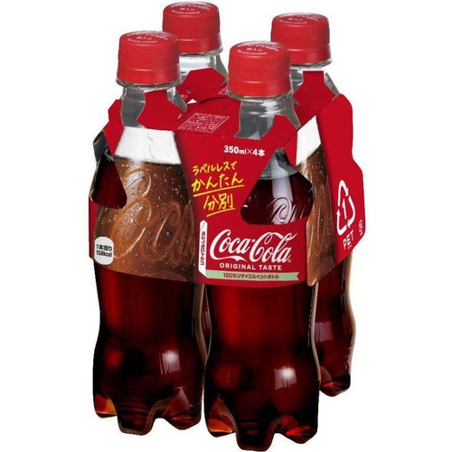 コカ・コーラ ラベルレス 4本マルチ 350ml x 4本 Green Beans