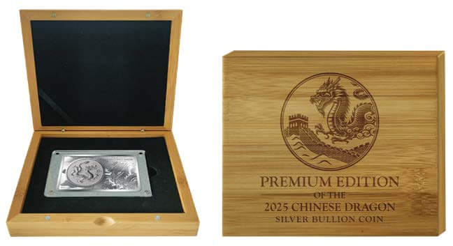 2025 China Premium Edition Chinese Dragon 3 oz Silver Coin and Bar Set