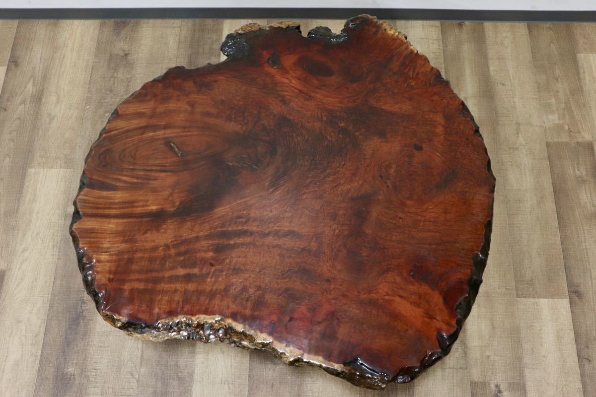 新品！4尺(120巾) 花梨無垢 高級座卓 座敷机 唐木家具 ちゃぶ台/検