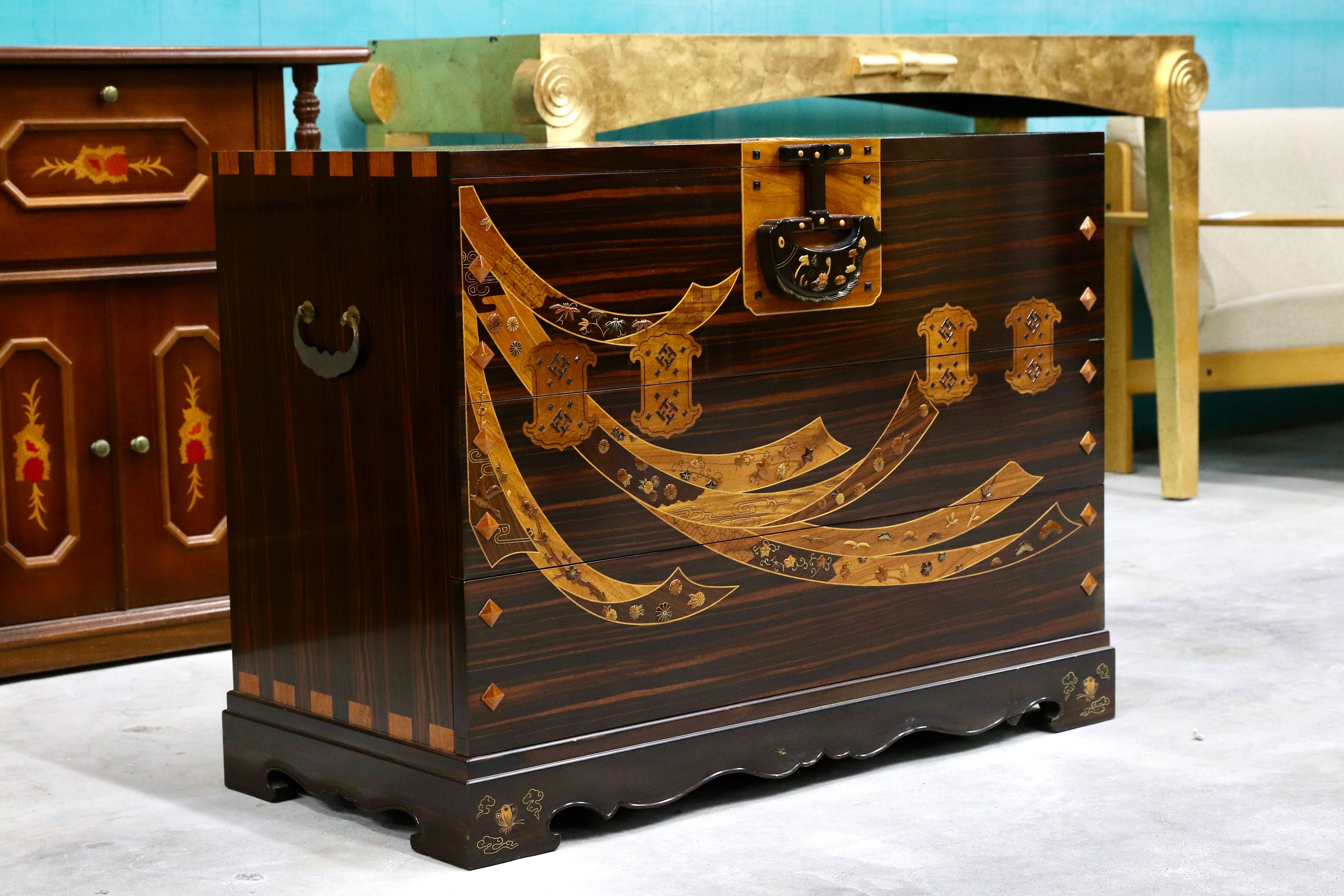 螺鈿細工 箪笥 整理箪笥 8段 木製チェスト 中国骨董 唐木2025年最新