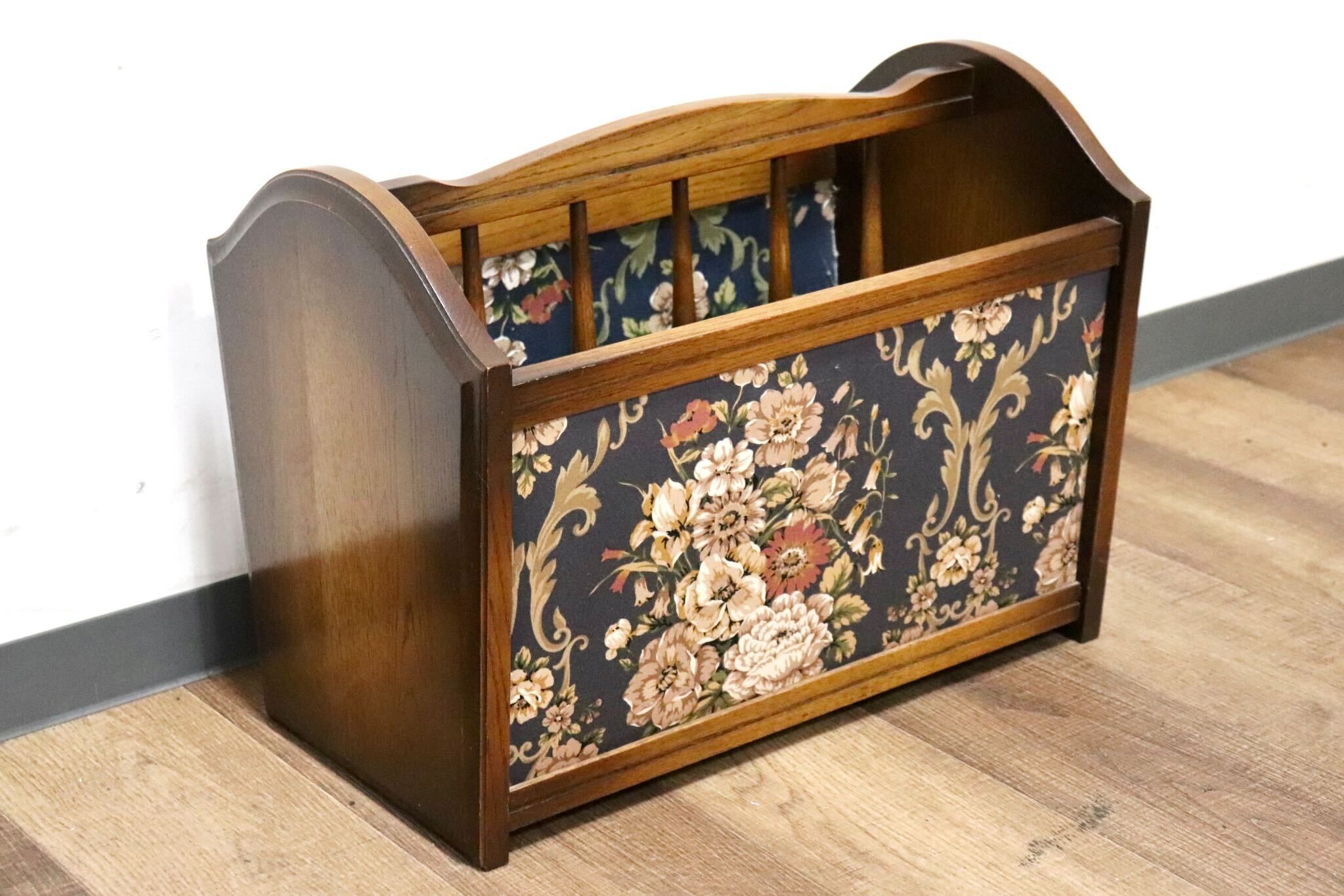 ハンドメイド 雑誌＆絵本ラック 背板付き (ダークチーク＆ホワイト