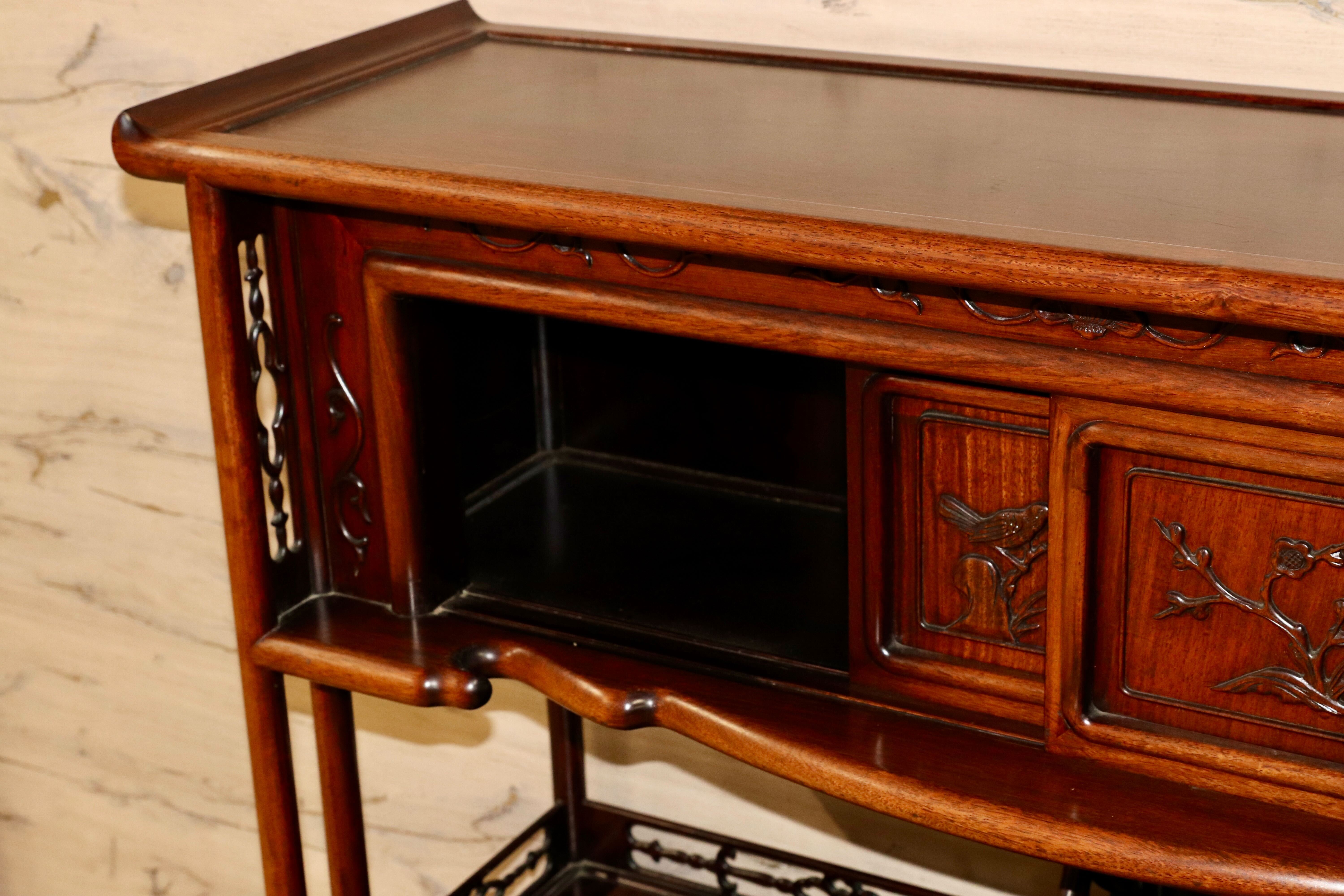 GMGH478○最高級 唐木家具 花梨 茶棚 飾り棚 サイドボード 和家具 和室