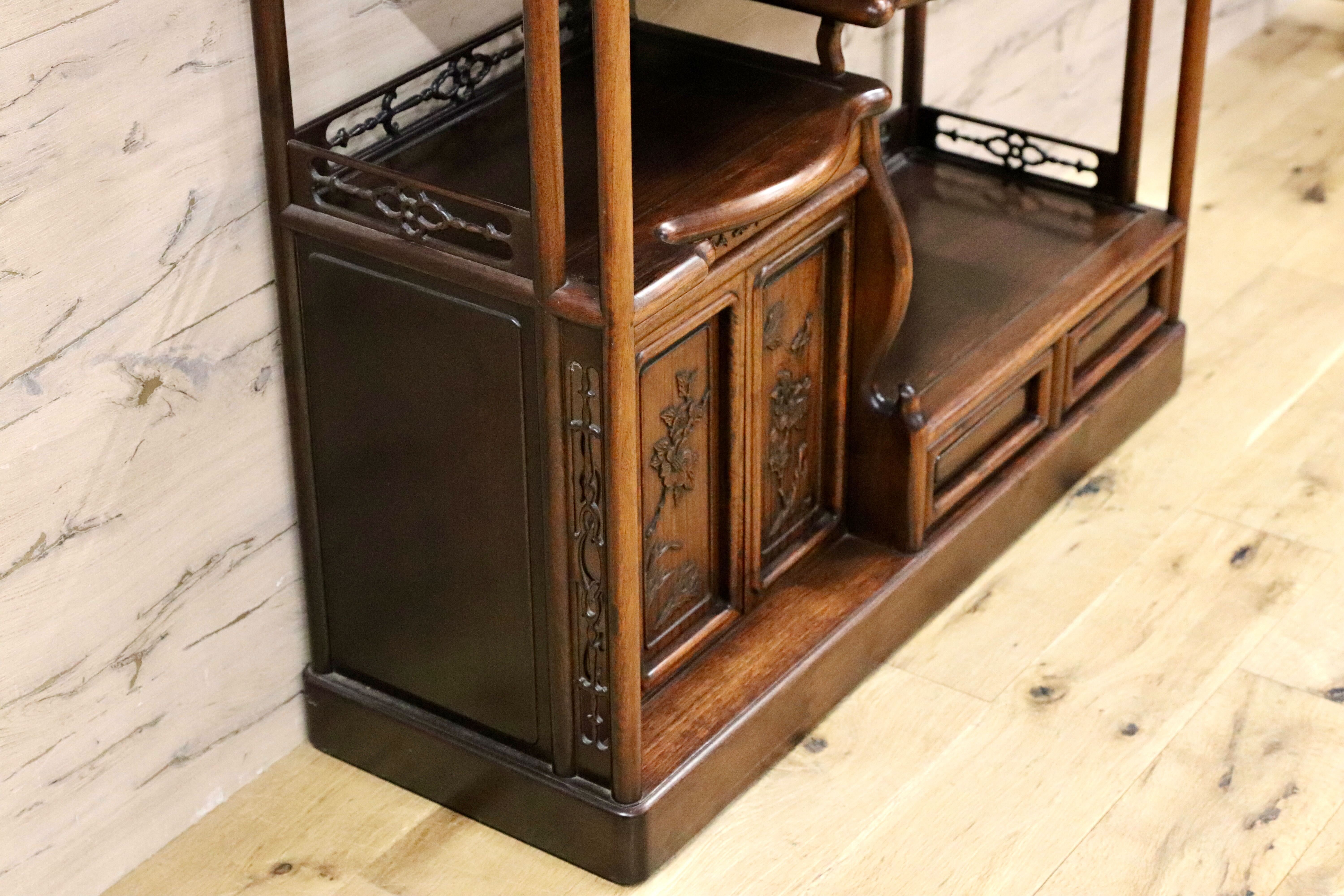 GMGH478○最高級 唐木家具 花梨 茶棚 飾り棚 サイドボード 和家具 和室