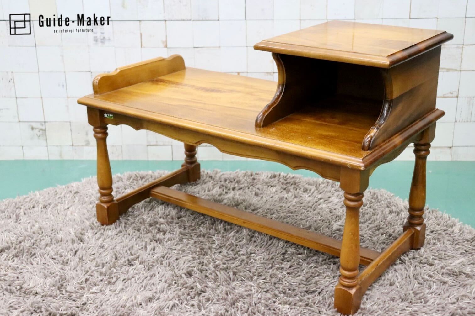 カリモク コロニアル 電話台 小引き出し4段 飾り台 花台 ヴィンテージ