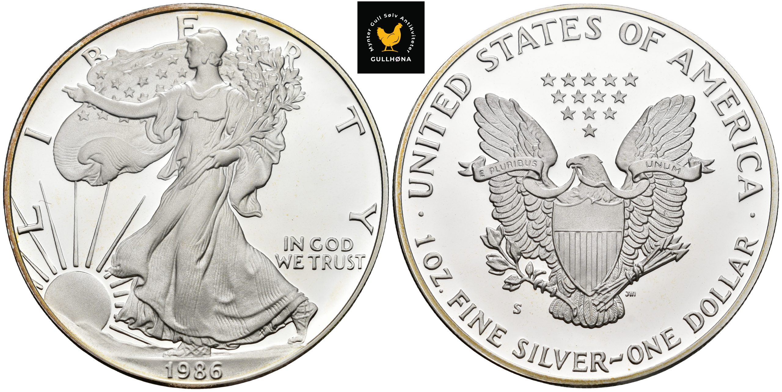 ☆アメリカ銀貨☆ 純銀 プルーフイーグル銀貨 1986年 初年号 1OZ純銀