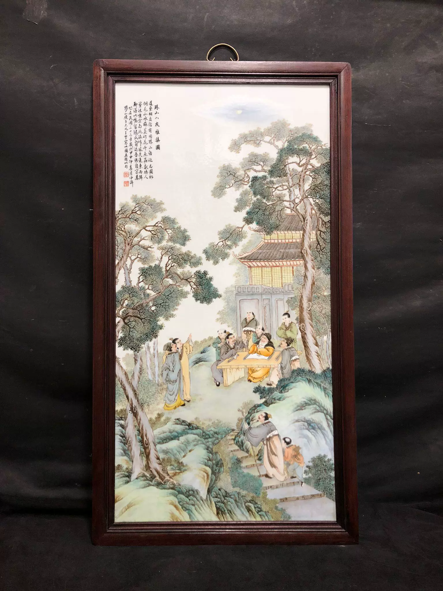 岐No28 中国 清時代 粉彩筆筒② 帽筒 美女図 同治年製 送料込み0503