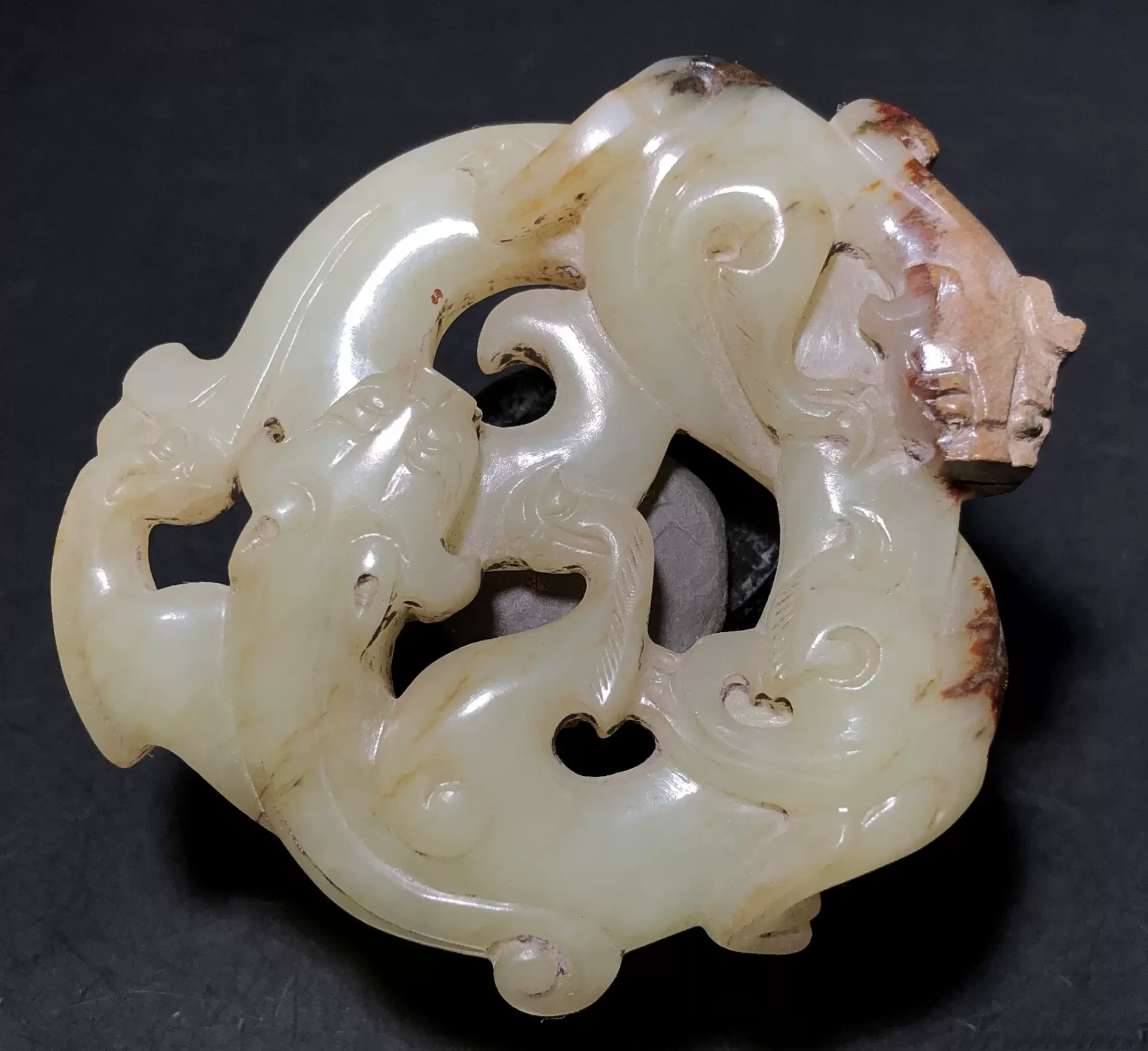 漢代 螭竜紋玉勒佩 古玉老玉和田玉装身具 中国美術ペンダント骨董收藏