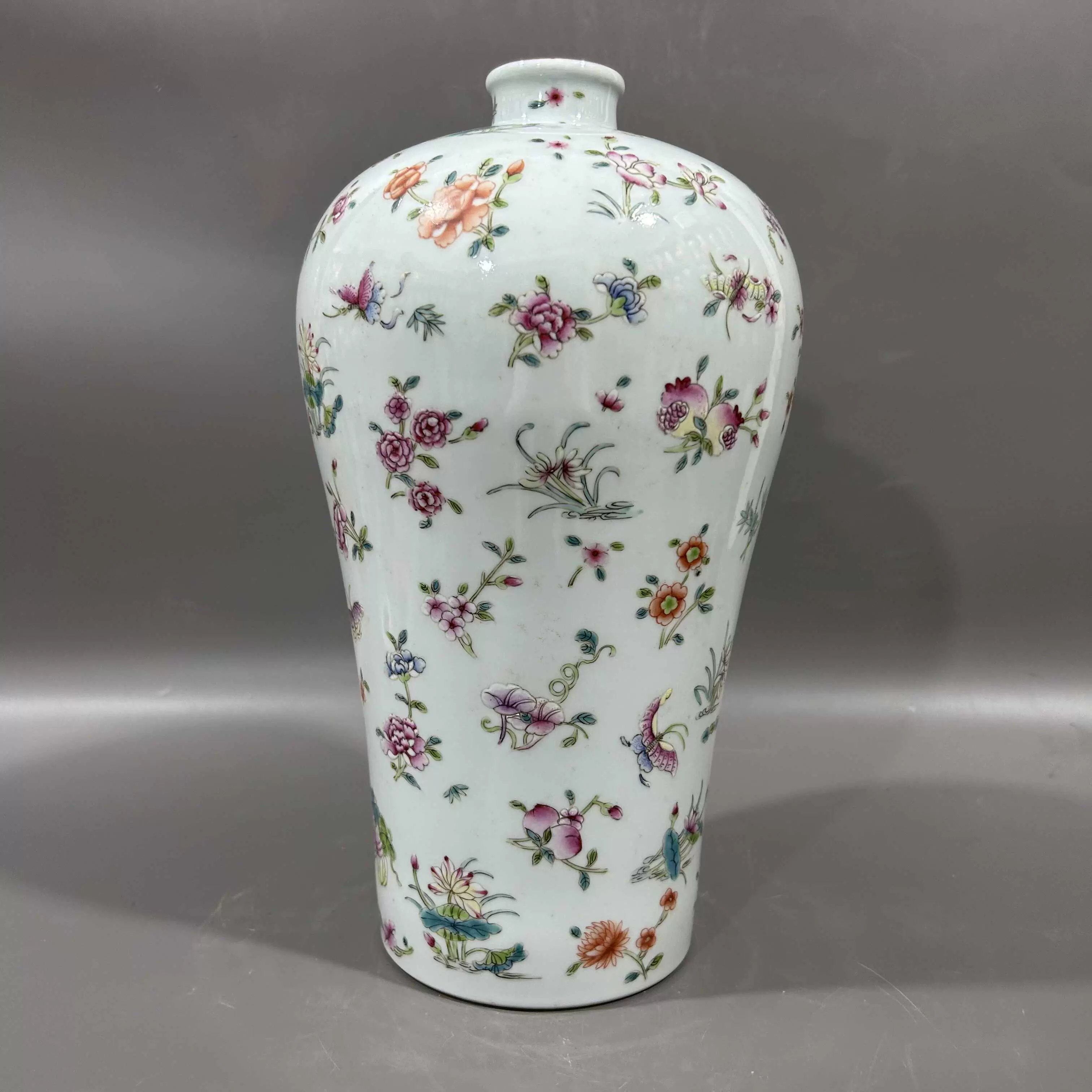 中国 粉彩花鳥文 双耳瓶 高さ約41cm V R7643F 中国 粉彩花鳥文 双耳瓶