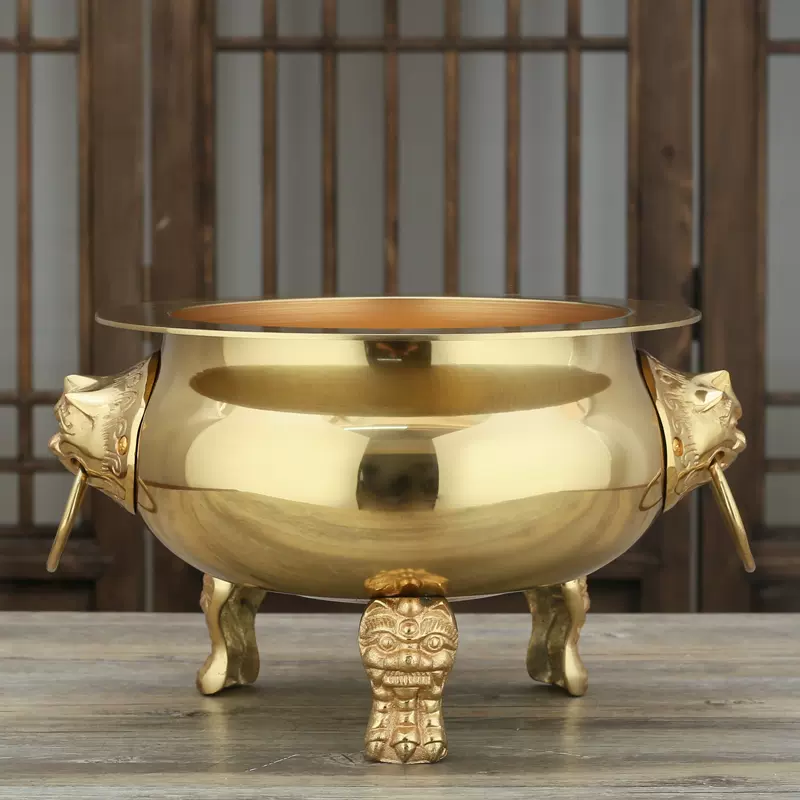 中国美術 古銅製 双龍耳三足 環付き 香炉 銘あり 香道具