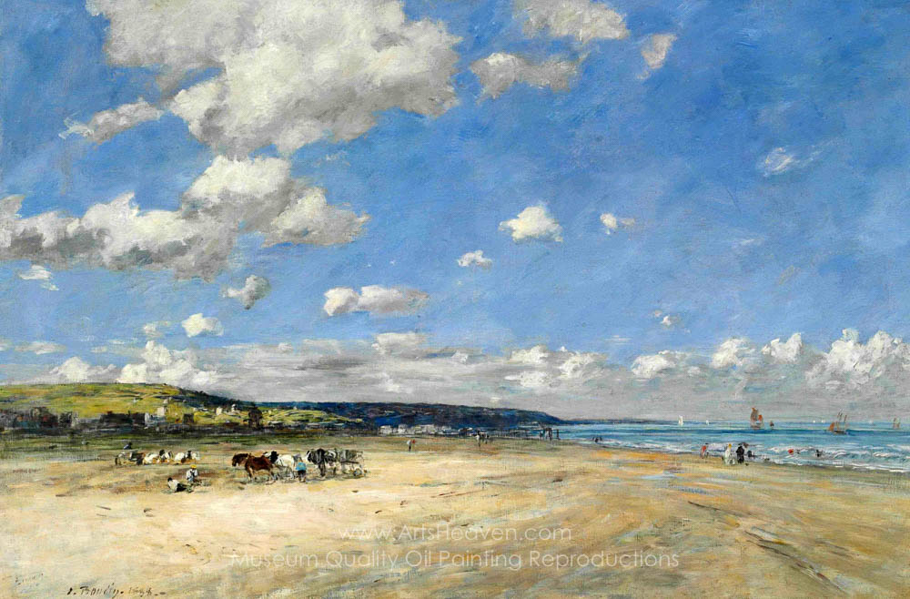 Luis Eugene Boudin 油彩画 海辺の風景 Luis Eugene Boudin 油彩画