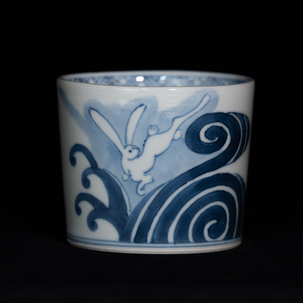 時代物 大明年製 蕎麦猪口 染付 金彩色絵 5客揃 時代物 大