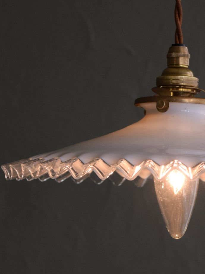 アンティーク ミルクガラスシェード シャンデリア 5灯 天井照明