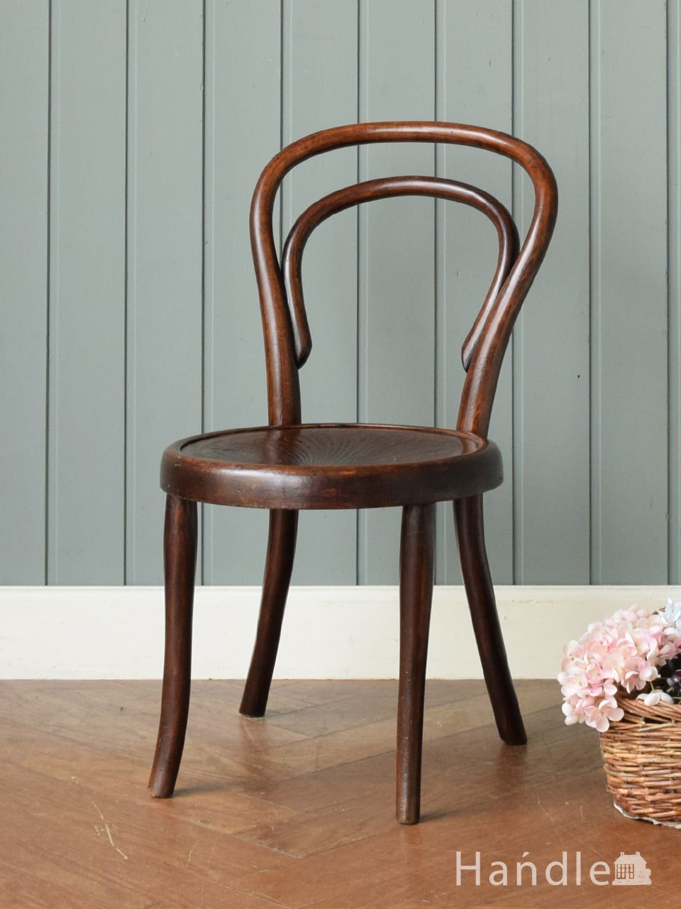 アンティークの英国家具、木製のベントウッドハイチェア（カウンター