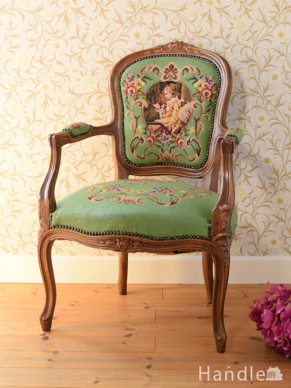 フランスアンティークプチポワンチェア