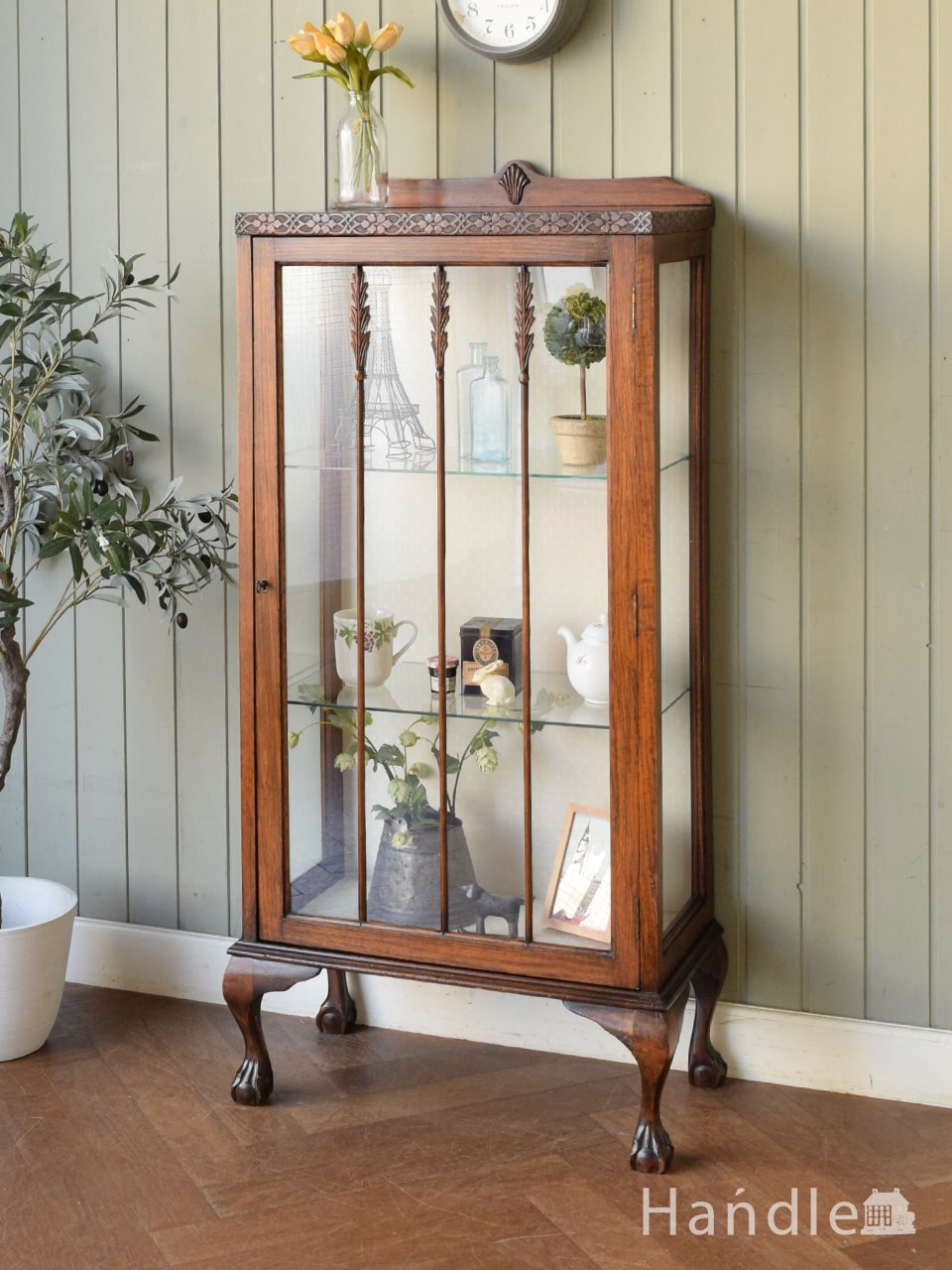 アンティーク 飾り棚 チーク無垢材 ヴィンテージキャビネットZX 食器棚