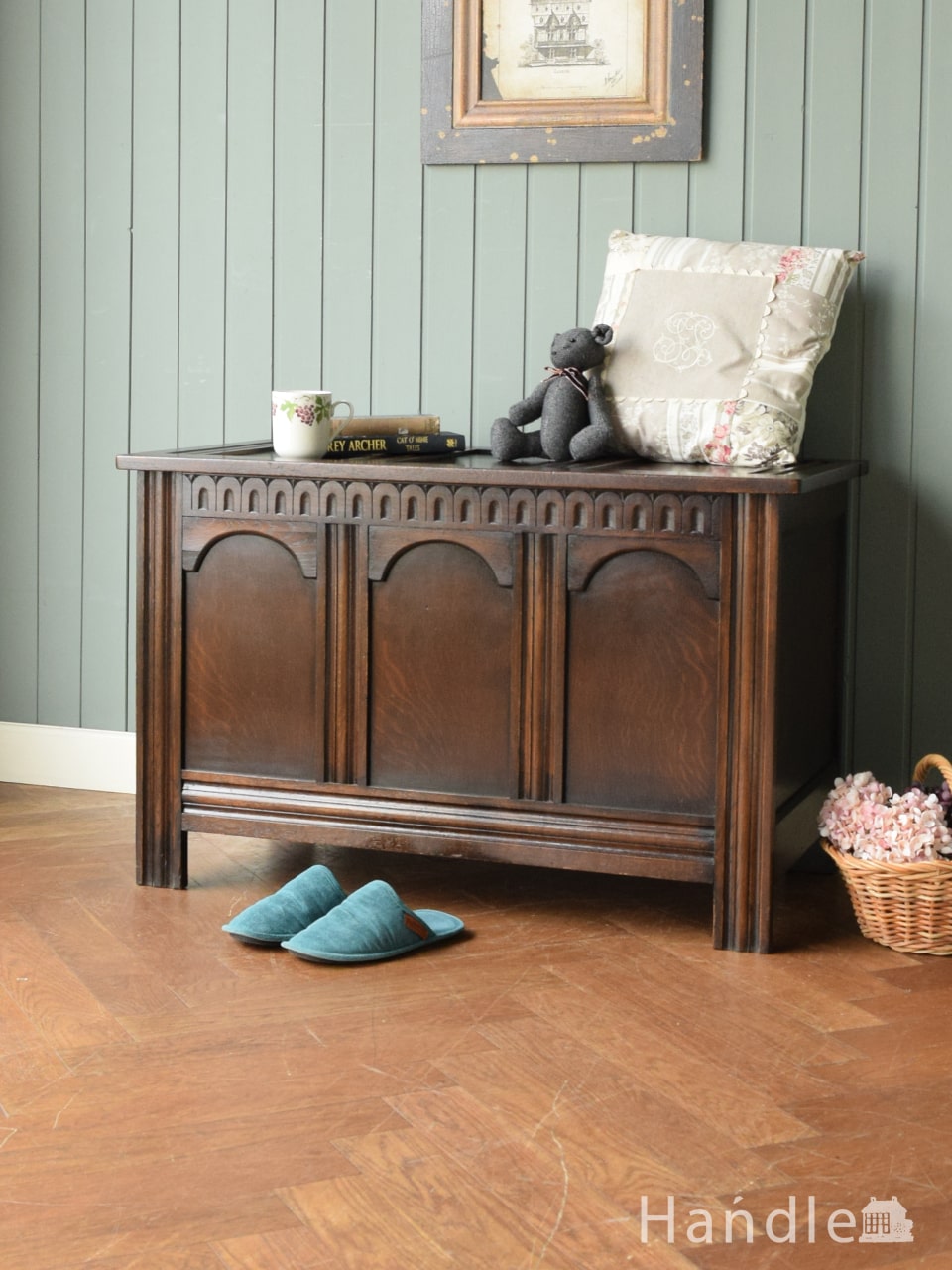 イギリスのアンティークブランケットボックス、便利に使えるボックス型