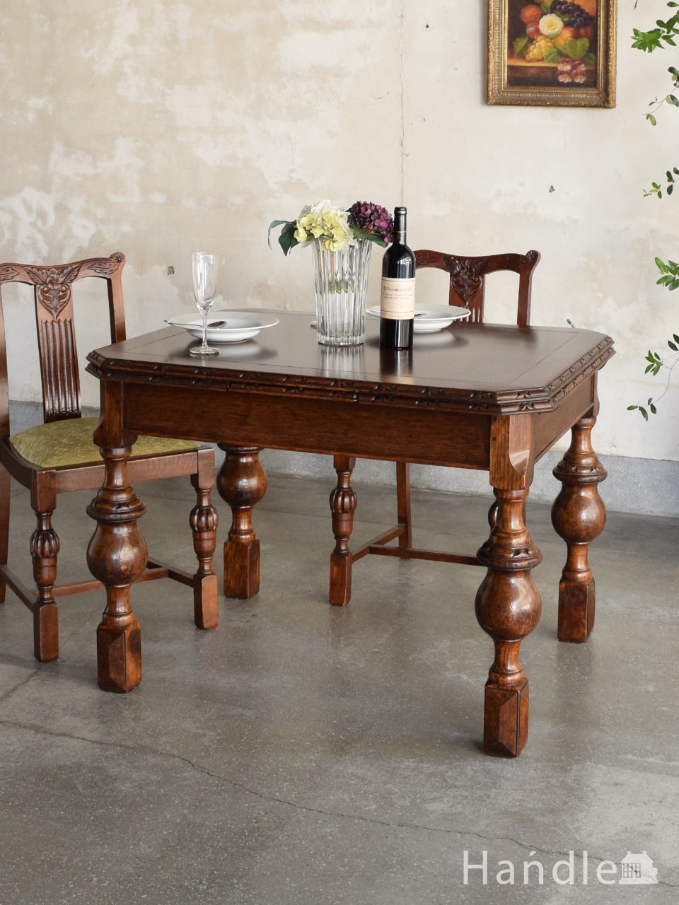 英国アンティークの伸長式テーブル、大型サイズのドローリーフテーブル