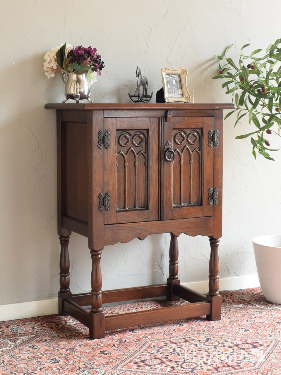 英国アンティーク木製カップボード/サイドボード/キャビネットチェスト