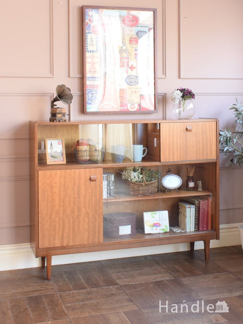 英国アンティーク木製サイドボード/キャビネット/チェスト/机テーブル