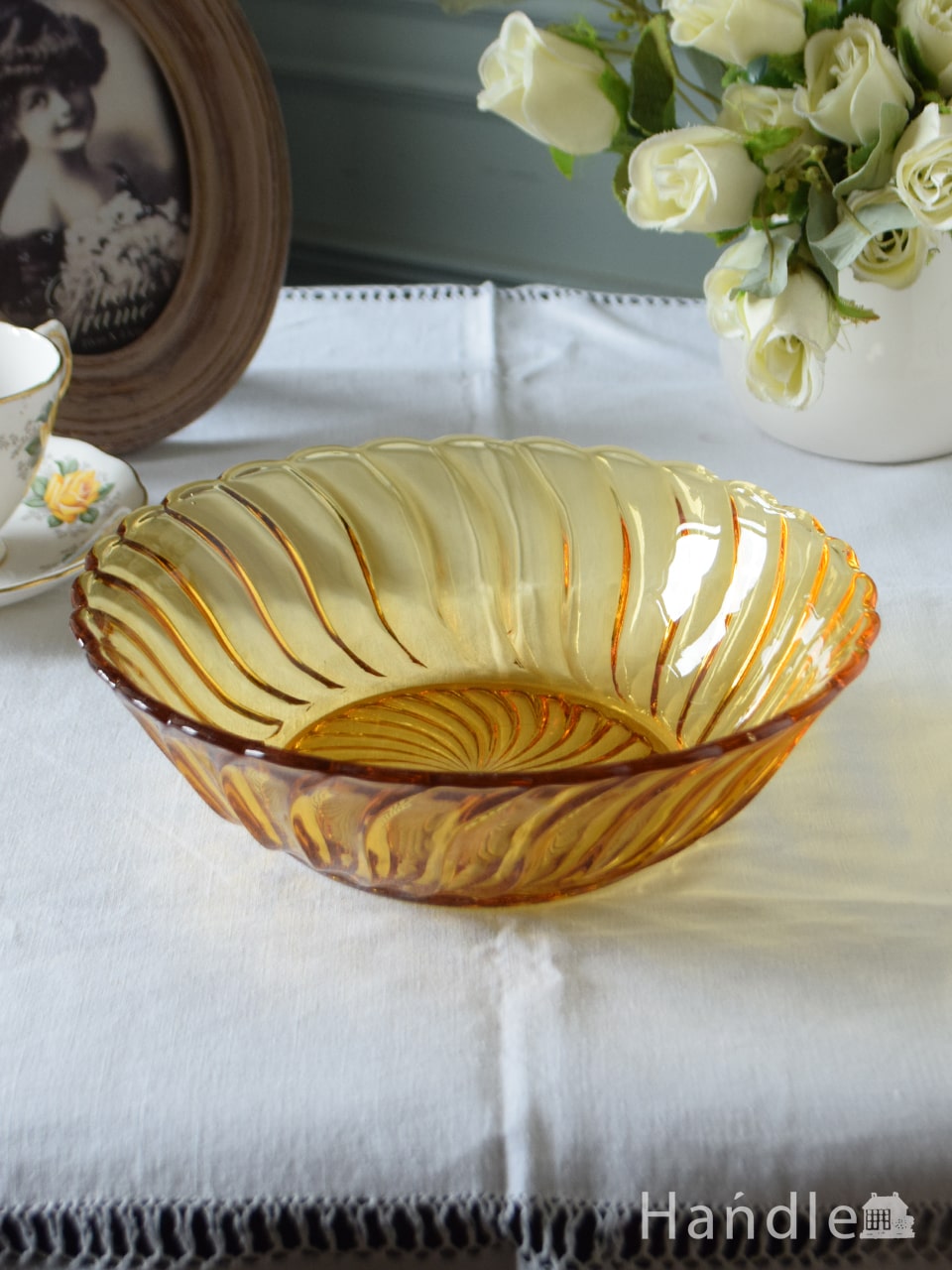 アンティーク琥珀色のガラスのお皿 アクセサリー置き、フェントンお