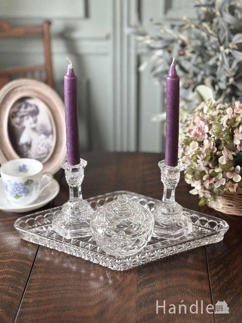 真鍮のキャンドルスタンド(ペア)/アールヌーボー/燭台/ろうそく立て