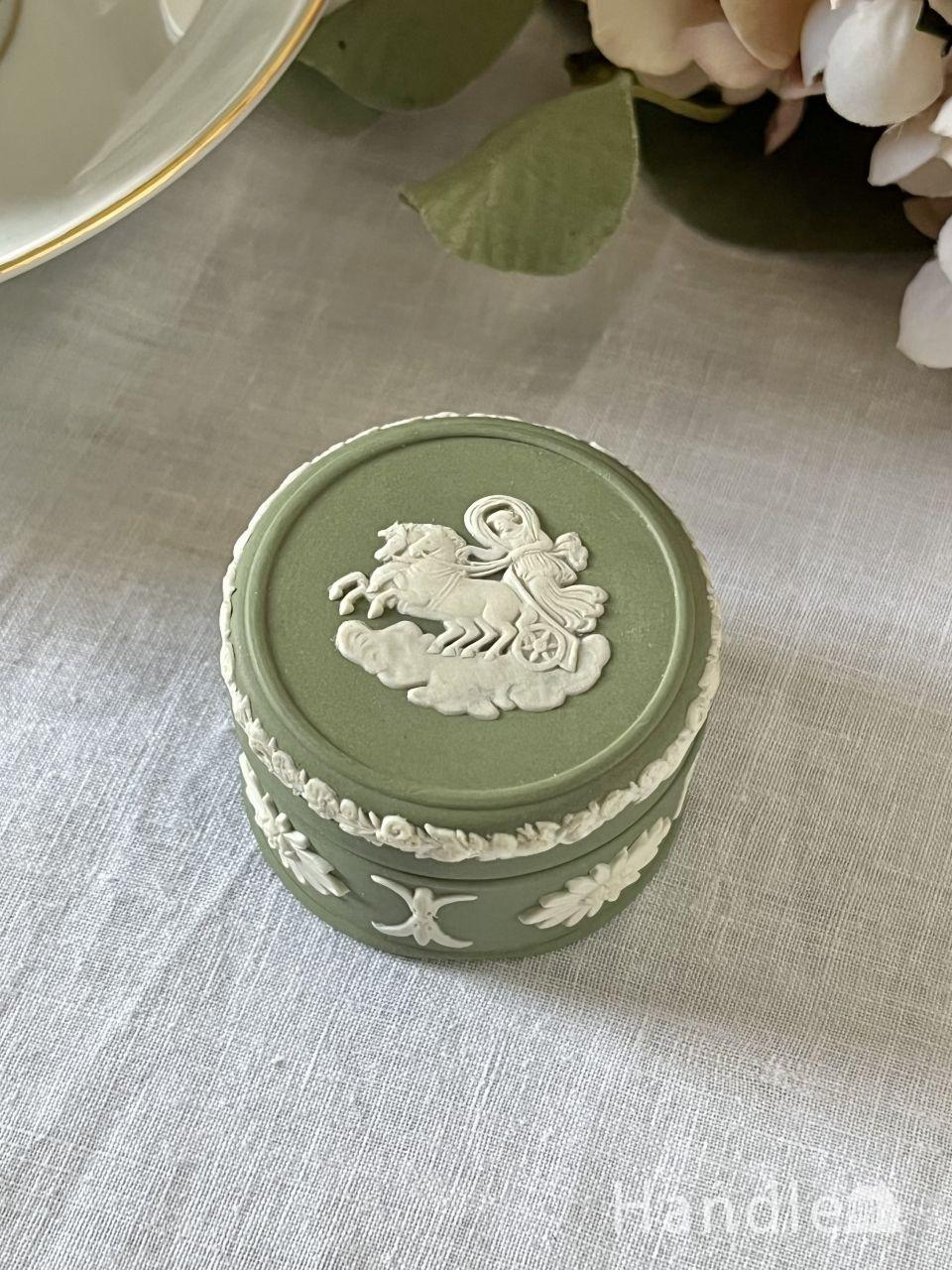 アンティークガラスの雑貨、シルバープレート×プレスドグラスの蓋付き