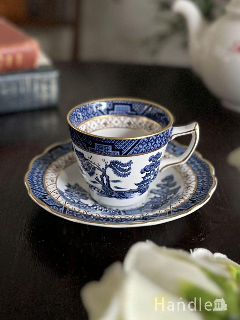 BOOTHS（ブース社）のデミタスカップ＆ソーサー、アンティークのブルー