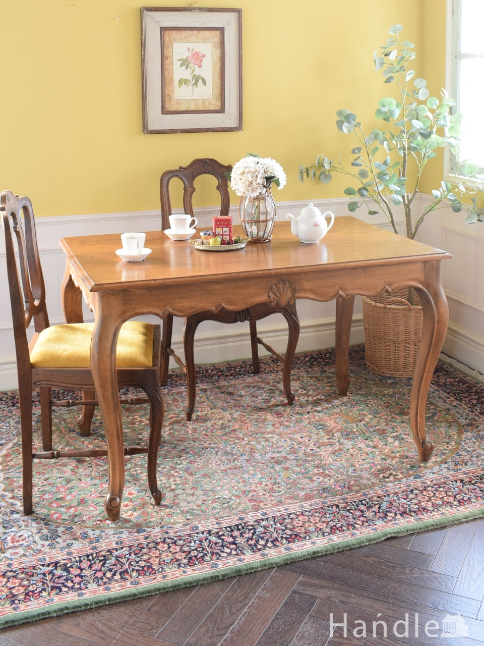 オールドパイン材が素敵なアンティークのダイニングテーブル(q-223-f