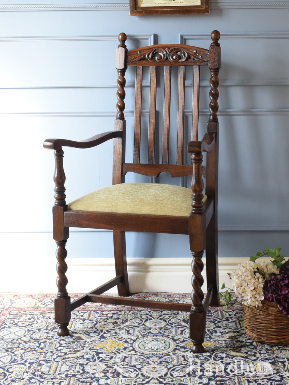 イギリス アンティーク 家具 ダイニングチェア 張りぐるみ椅子 英国