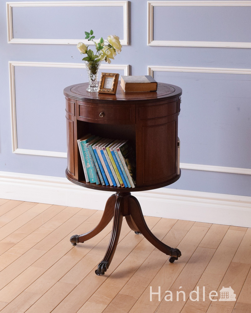 英国アンティークの家具、回転する機能的なリボルビングブックケース(k